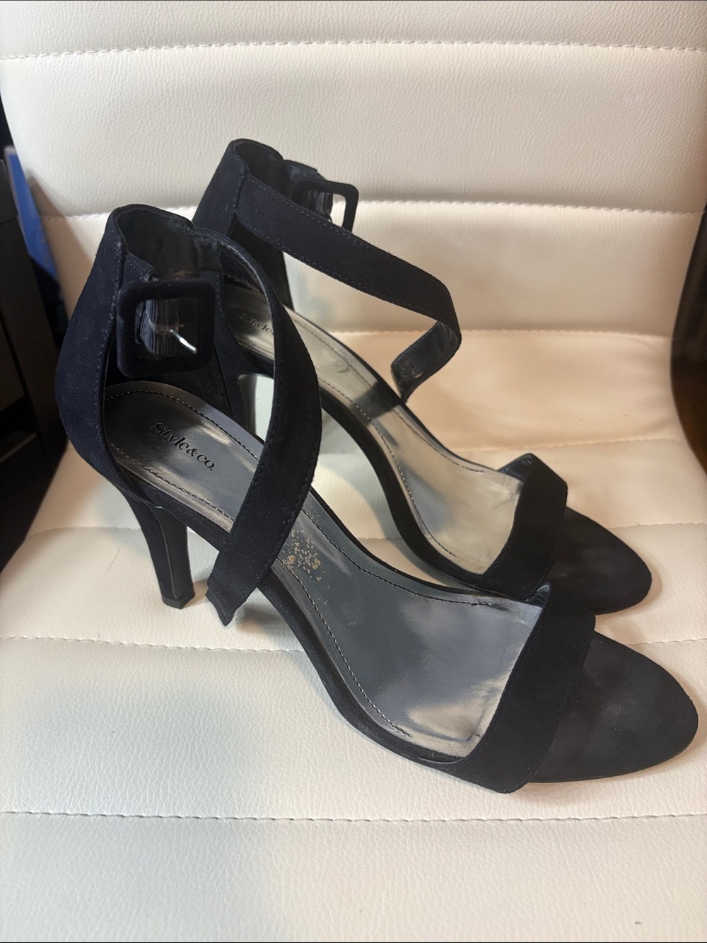 Payless Black Suede Strappy High Heels